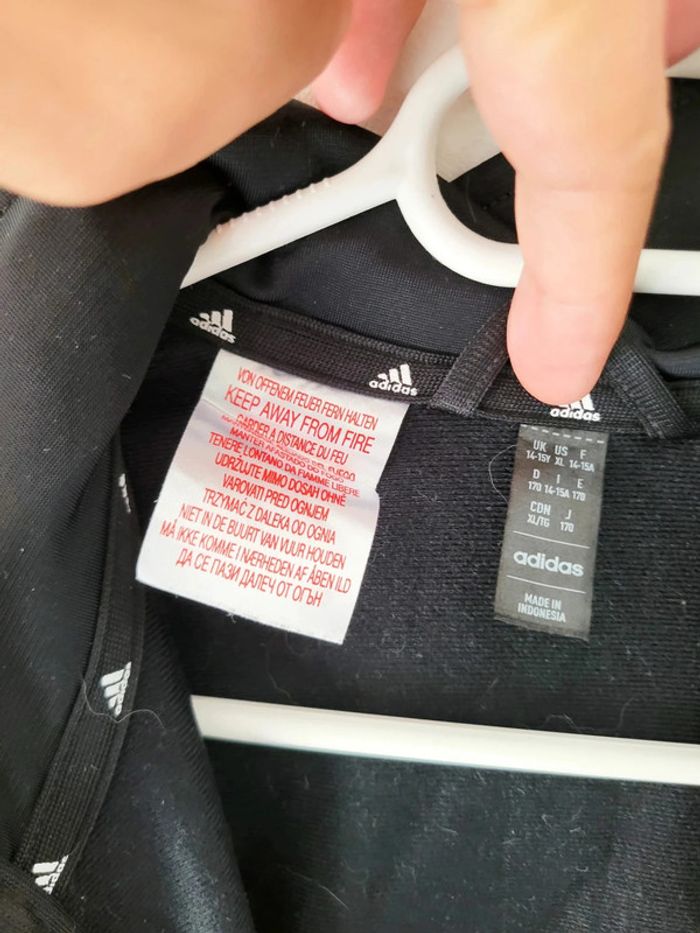 Veste de Survêtement Noire Adidas – Taille 14/15 Ans – Très Bon État - photo numéro 4