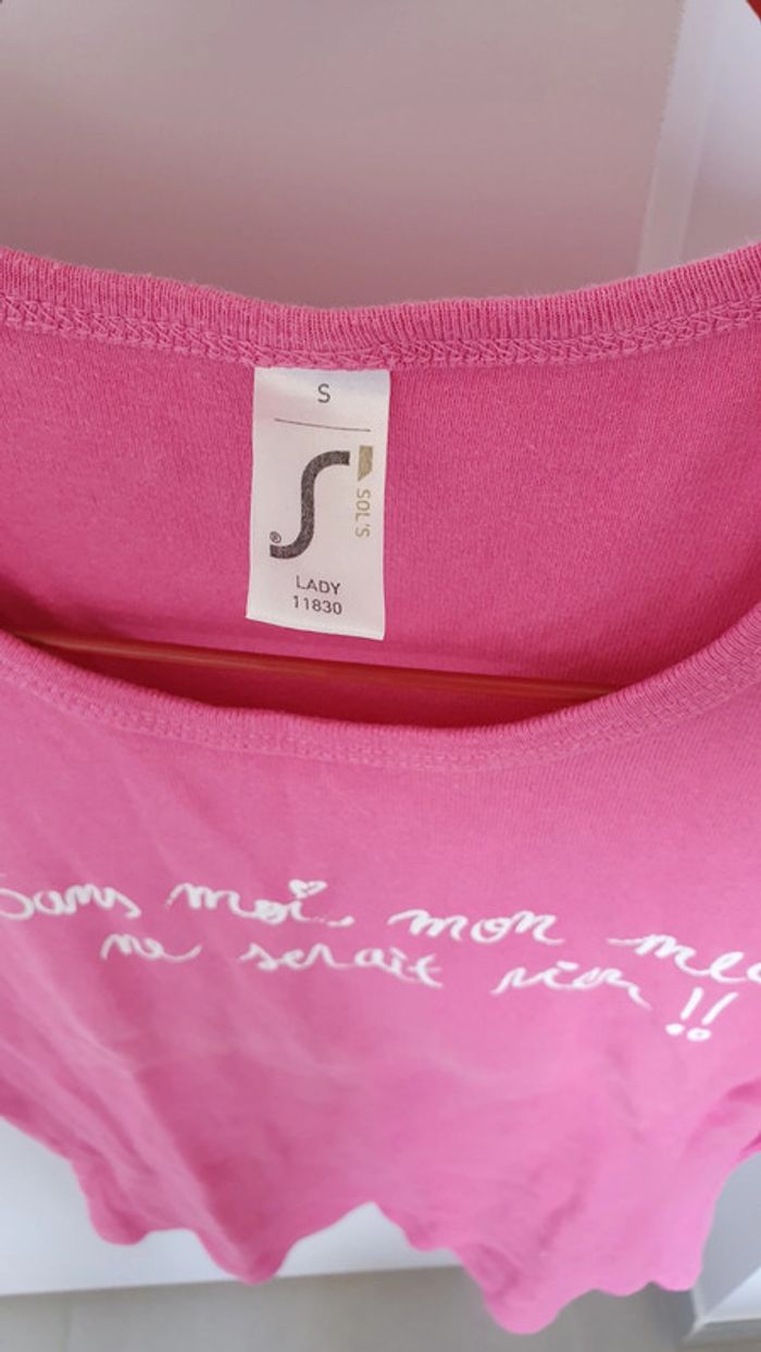 T shirt rose humour neuf taille S - photo numéro 3