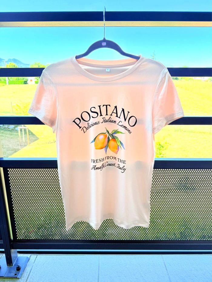 T-shirt abricot estival citron Positano