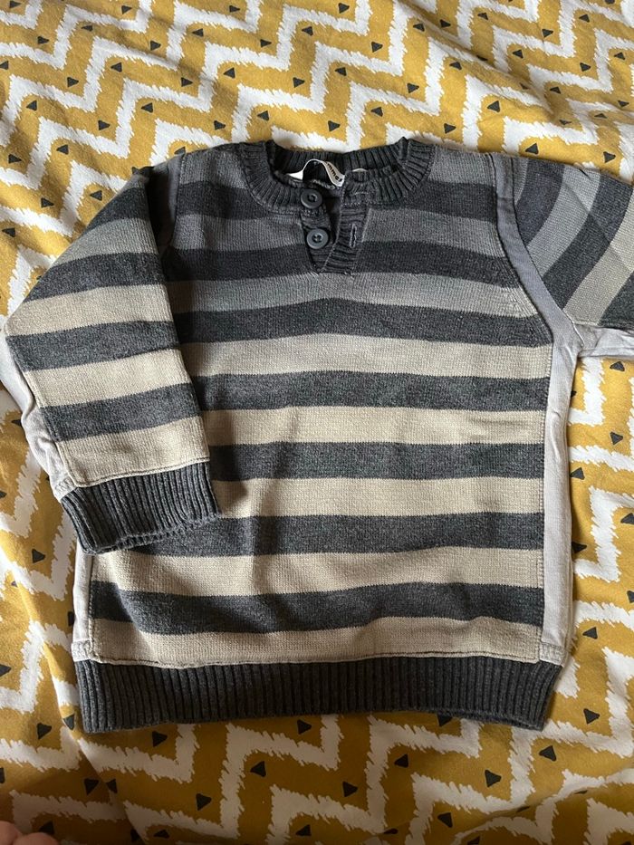 Pull 3 pommes garçon tie and dye 6 mois, gris, hiver