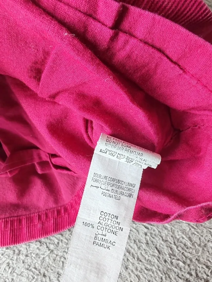 Robe salopette Sergent Major velours côtelé fuchsia 3 ans - photo numéro 5