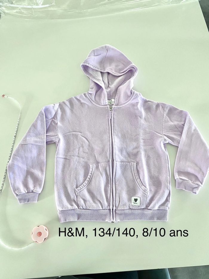 Gilet zip capuche parme 10 ans