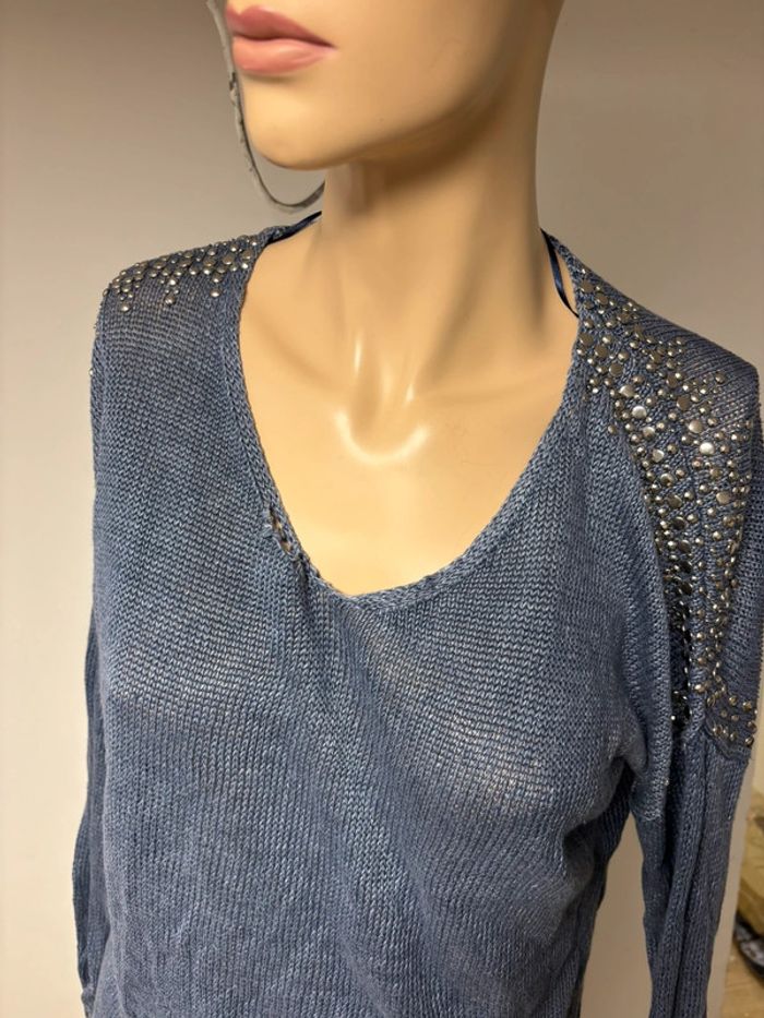 Pull Gérard Darel Femme - Col V - Maille Bleue - Taille M - photo numéro 7