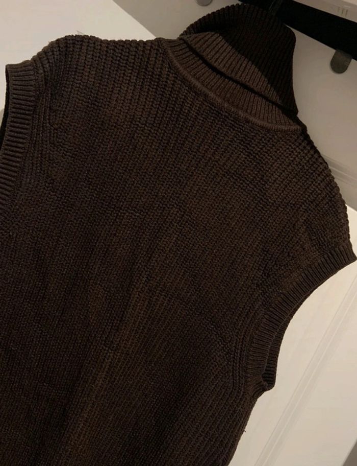 🔝 Pull sans manches Zara marron taille M 38 en acrylique polyester et viscose - photo numéro 4