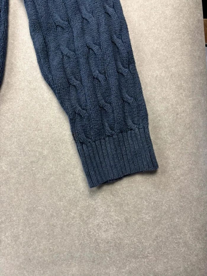 Pull d’hiver torsadé en maille Ralph Lauren bleu col rond taille XL - photo numéro 6