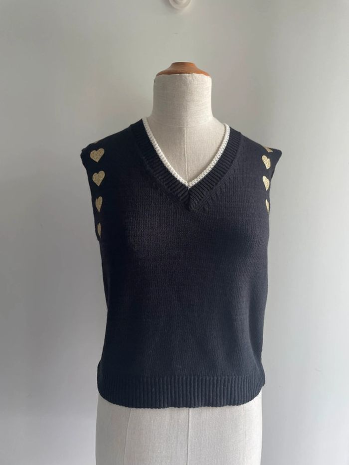 Gilet noir cœur doré - taille M - photo numéro 2