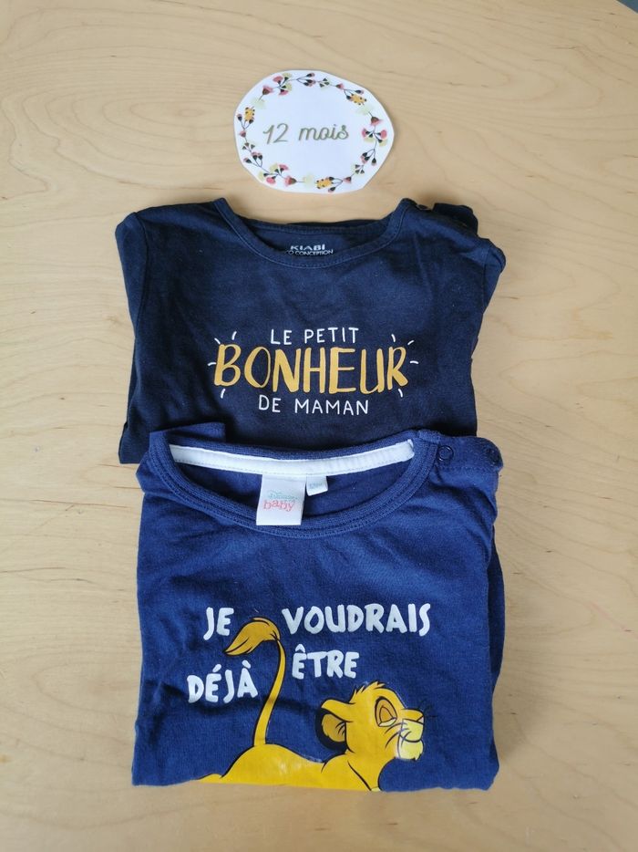 Lot de 2 t-shirt manches longues bébé garçon 12mois kiabi, Disney baby