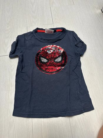 T-shirt bleu marine,sequins réversibles, Marvel, Spiderman 4-6 ans