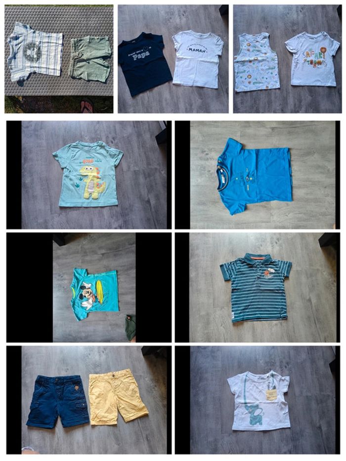 lot garçon 23 24 mois 2 ans 86 tee shirt haut short ensemble short tee shirt