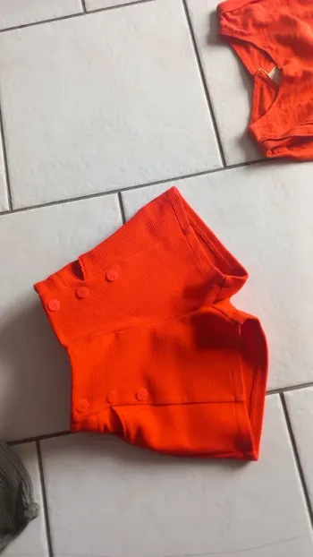 Shirt orange côtelé habillé fille okaidi taille réglable 8 ans