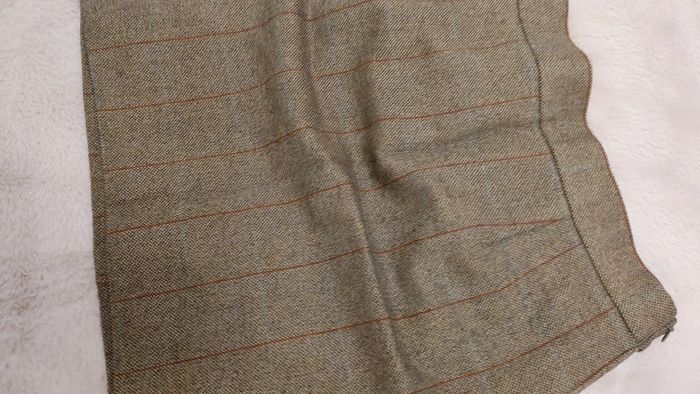 Belle jupe vintage épaisse carreaux vert brun zip invisible doublé tissu irisé - photo numéro 3