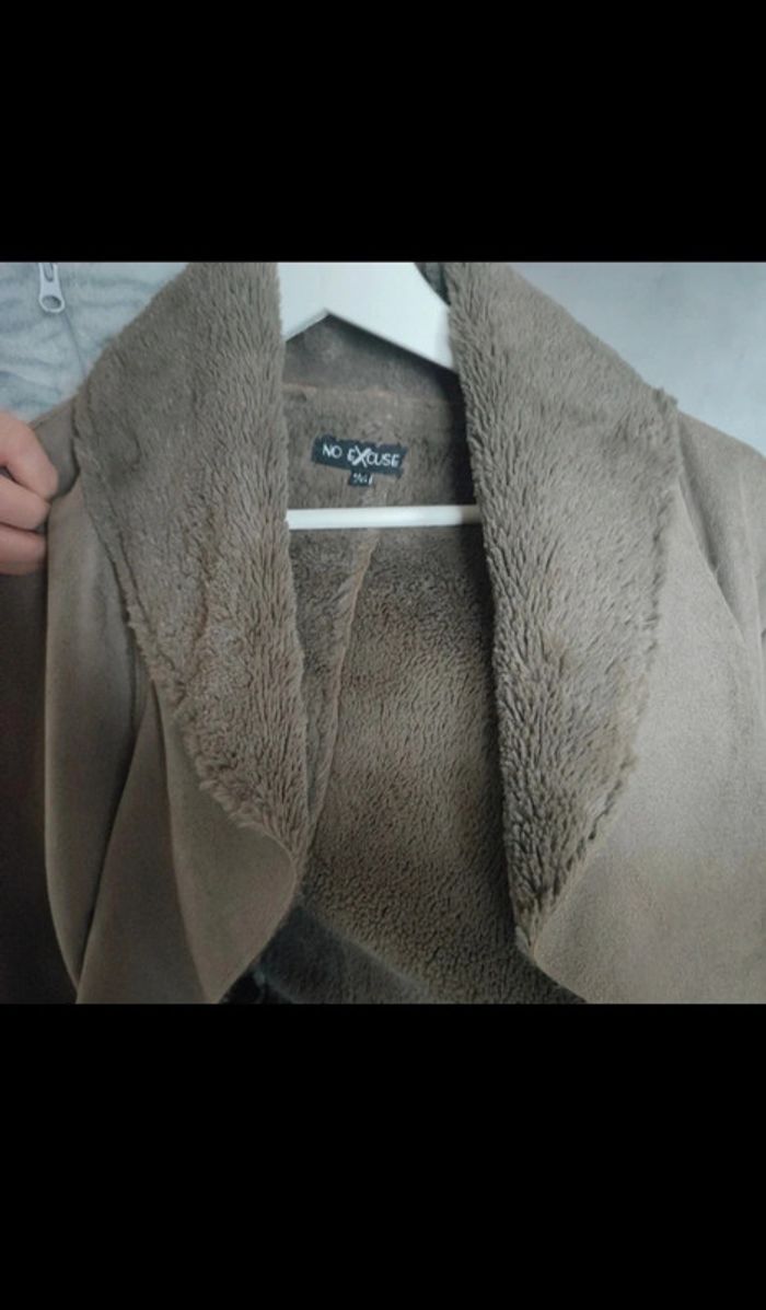 Veste façon peau retournée taupe La Halle - photo numéro 3