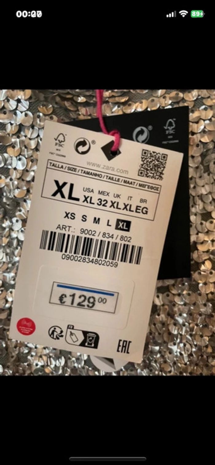 Sublime, robe bustier Zara édition limitée, Barbie, paillettes et sequins argenté, taille XL - photo numéro 4