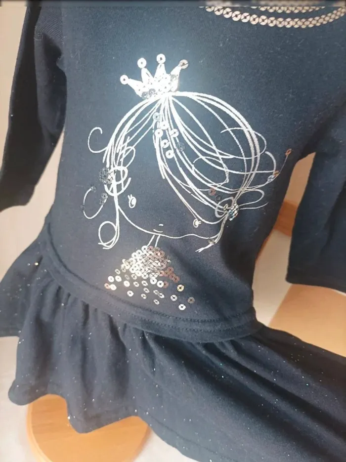 Tunique manches longues noir fille 6 mois - photo numéro 2