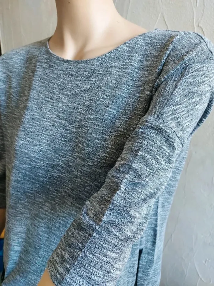 T-shirt gris à manches trois-quarts - photo numéro 5