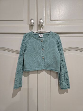 Gilet fille TAO turquoise printemps été