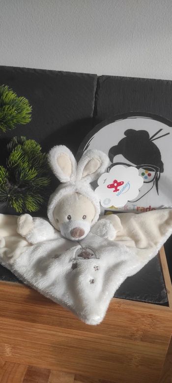 Ours nicotoy simba doudou carré blanc capuche lapin oiseau costume deguisement