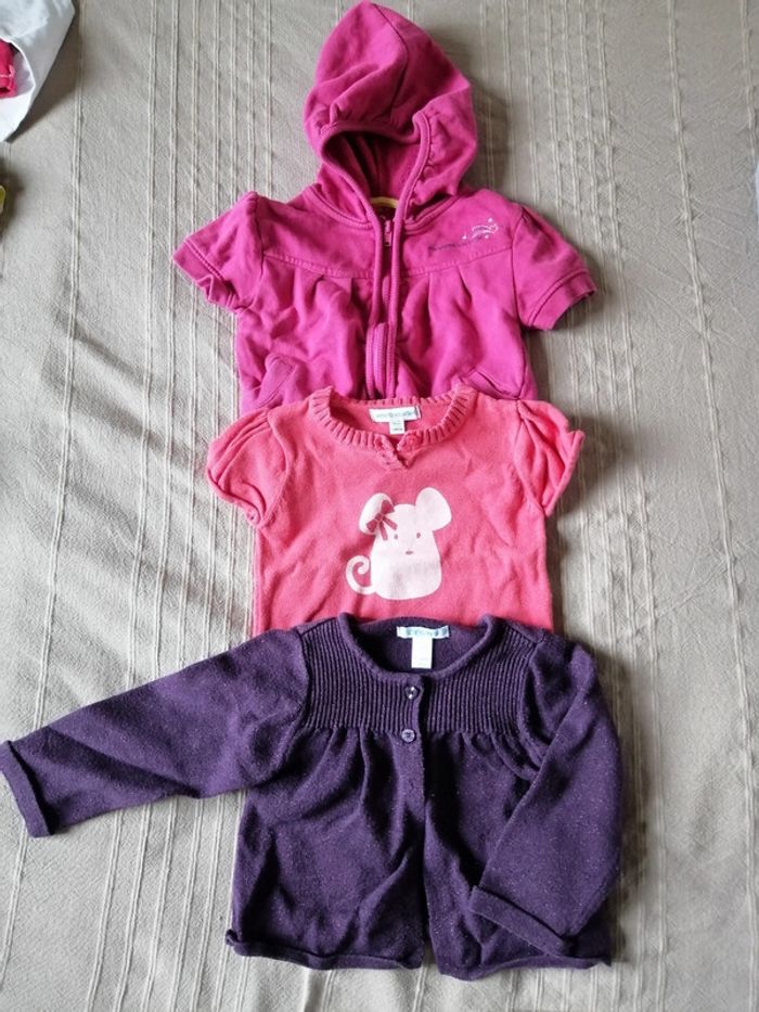 Lot gilet pull filles 12mois