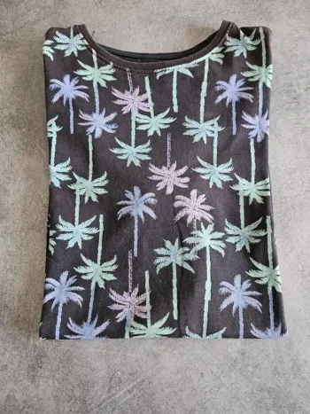T-shirt à manches courtes style hawaïen - Taille 12 / 13 ans (158cm) - Primark - Noir