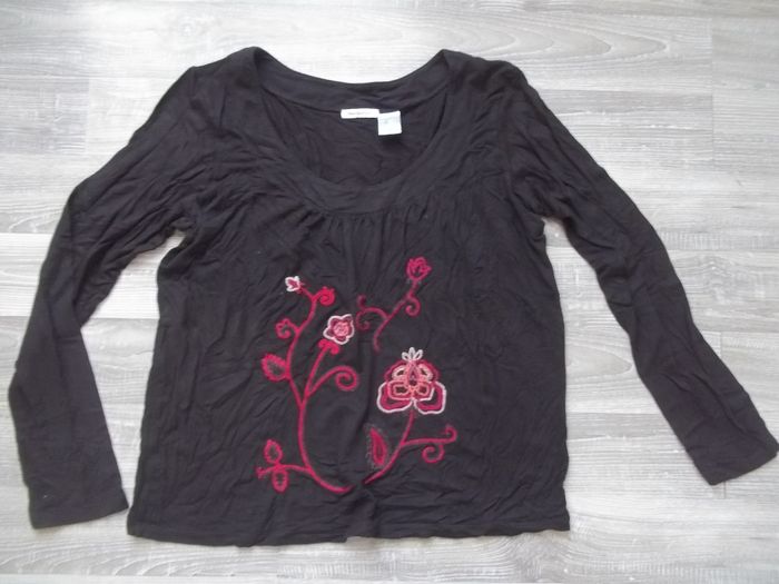 Blouse viscose marron brodée Anne Weyburn 46/48
