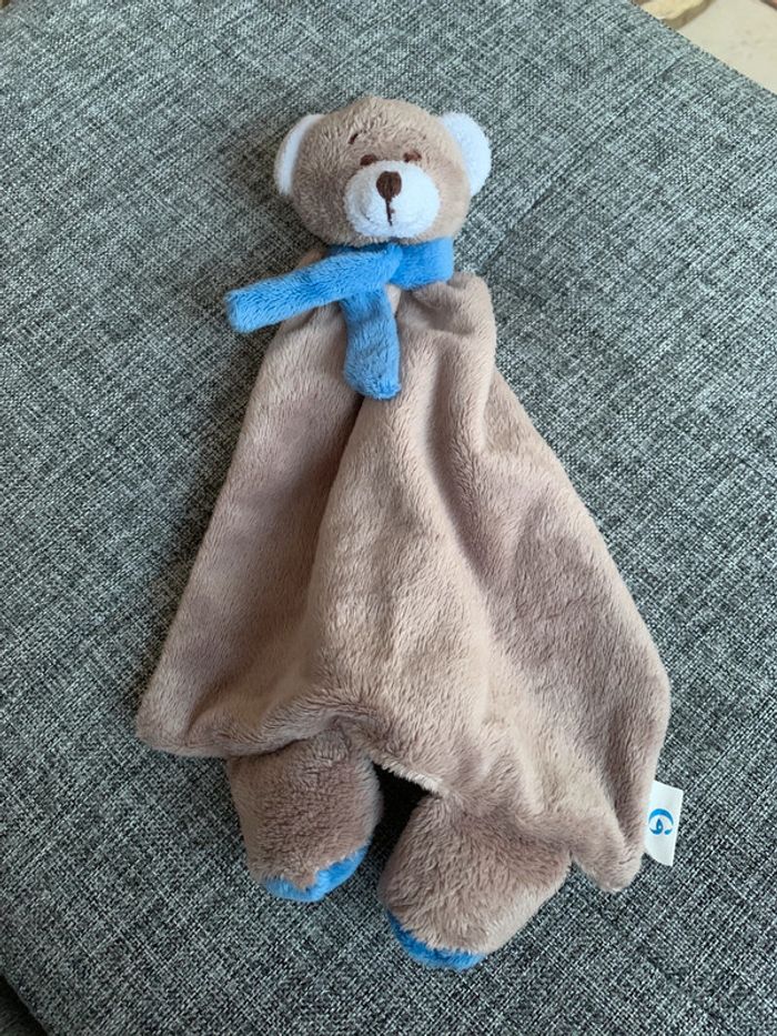 Doudou ourson marron et bleu / Nin-Nin - photo numéro 3