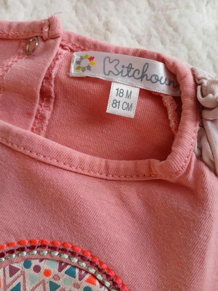 Tee-shirt manches longues coeur fille taille 18 mois - photo numéro 3