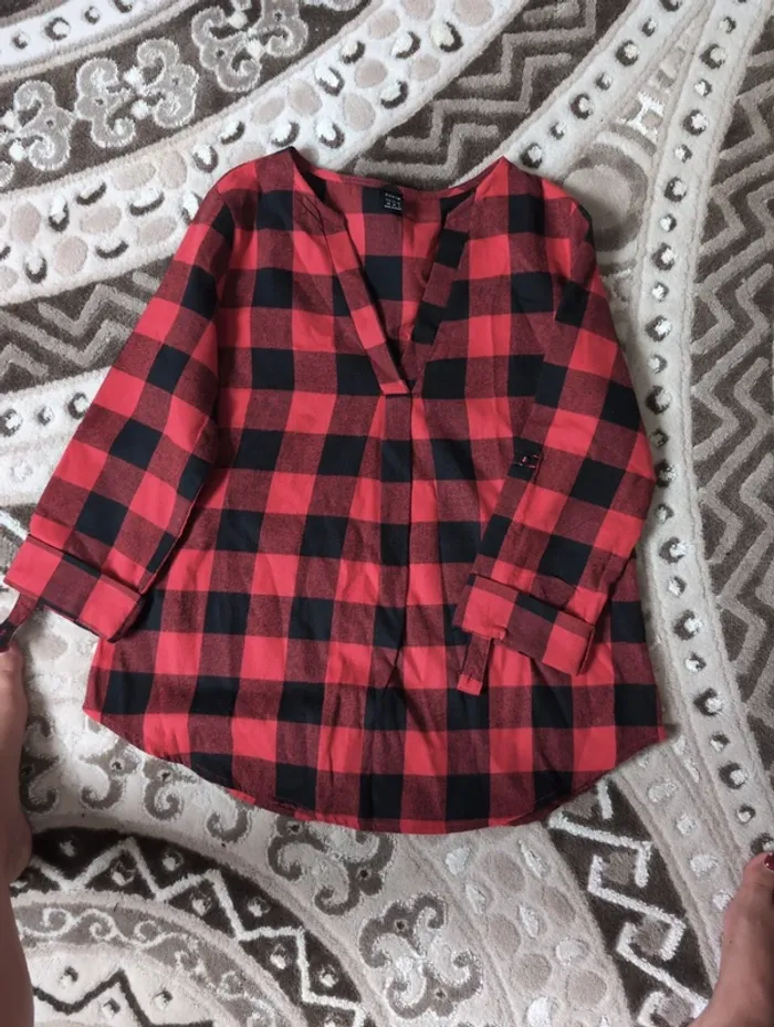 Chemise à carreaux 3/4