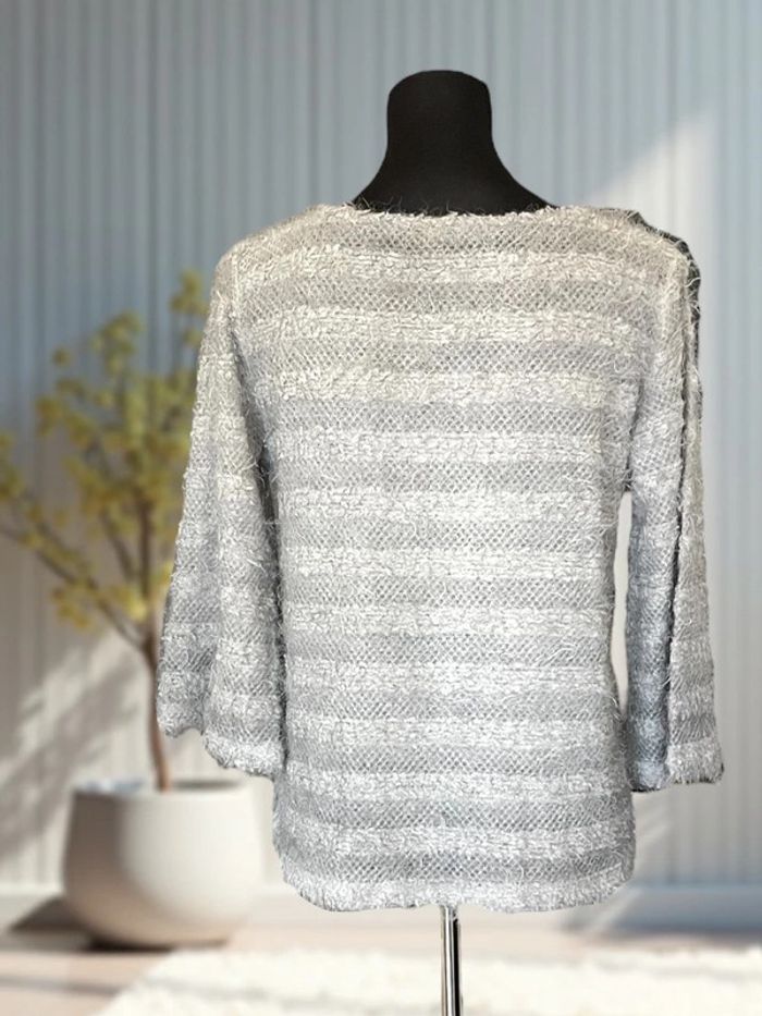 Pull gris duveteux et scintillant Linea Cinque Taille M - photo numéro 2