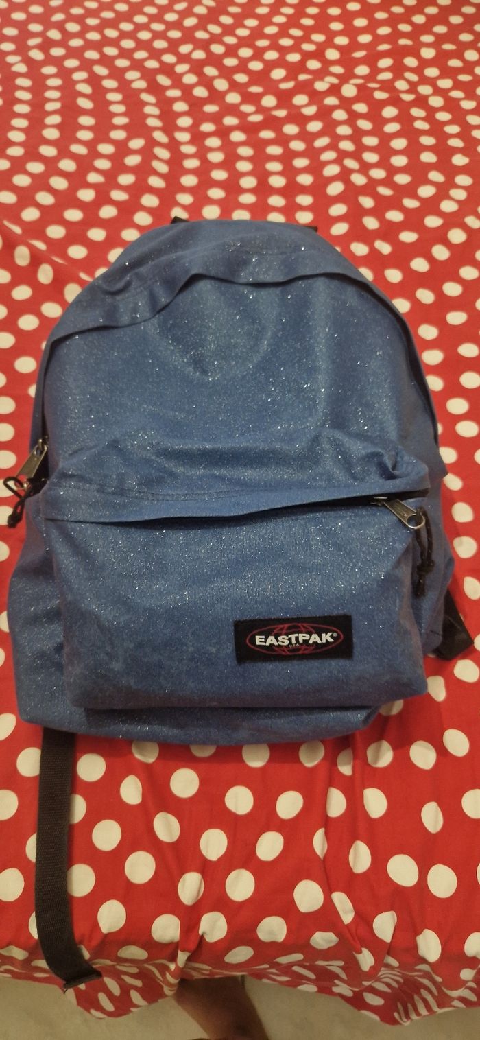 Sac eastpak bleu a paillettes