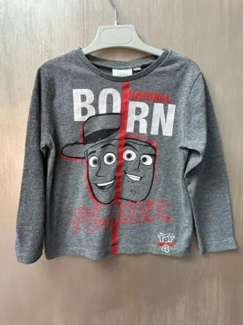 T-shirt gris et rouge manche longue disney toy story 4 ans