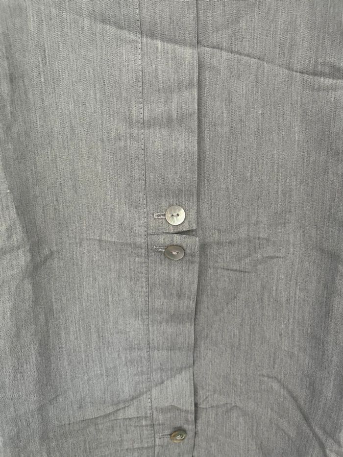 Chemise sans manches, gris clair chiné, bouton argenté, LA CITY, taille 2, fabriqué en France - photo numéro 2