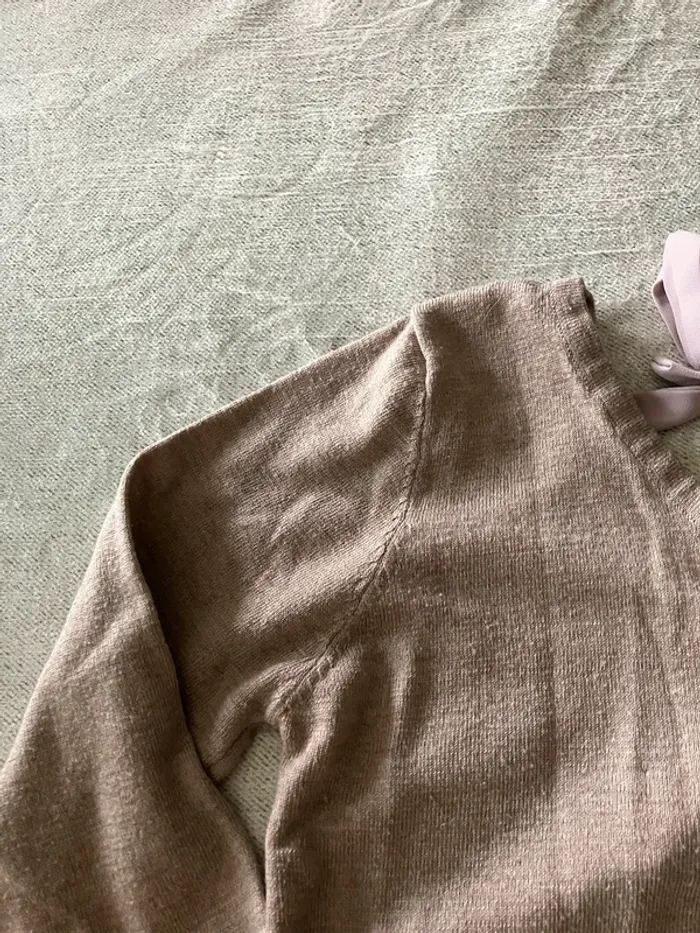 Pull taupe Vintage Dressing avec nœuds au dos – Taille S - photo numéro 3