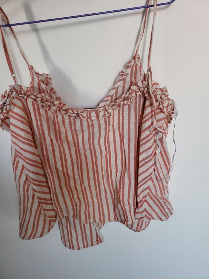 Magnifique haut zara en lin et coton taille 36 - photo numéro 2