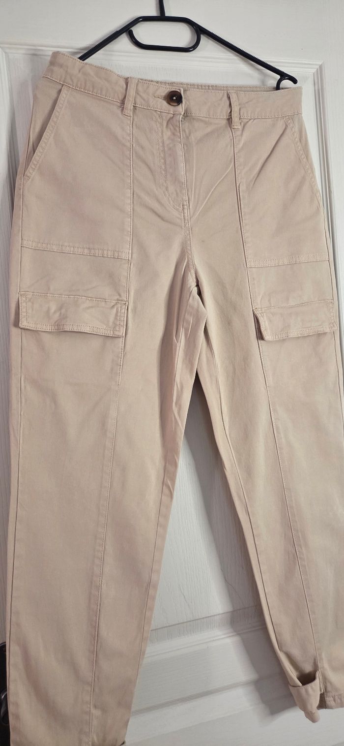 Pantalon Cargo Beige Taille Haute – Coupe Tendance - photo numéro 6