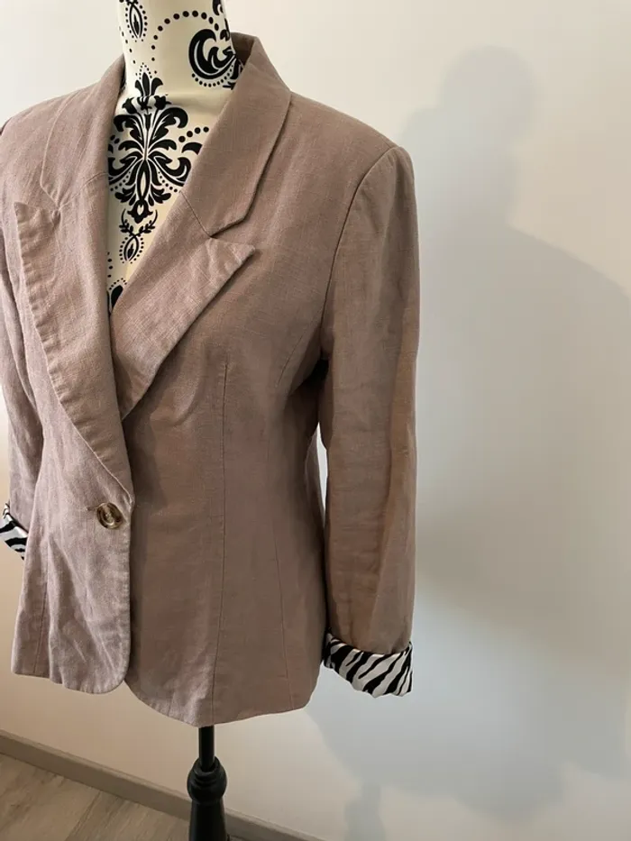 Veste / Blazer Morgan en lin à rayures zèbre - Taille 38 - photo numéro 3