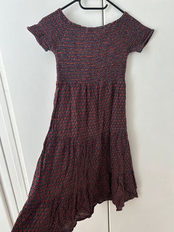 Robe d’été en coton 10 ans - bordeaux style bohème