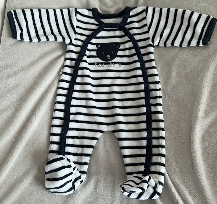 Pyjama / grenouillère chaude taille naissance bleu et blanc