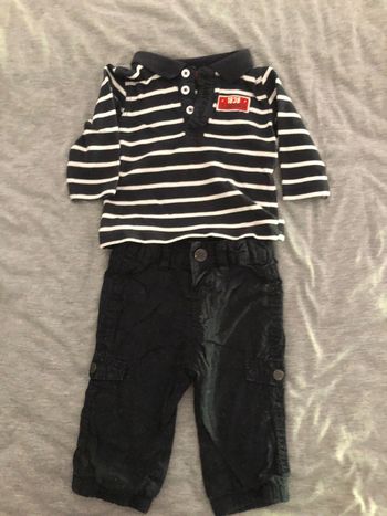 Ensemble polo manches longues et pantalon 3 mois
