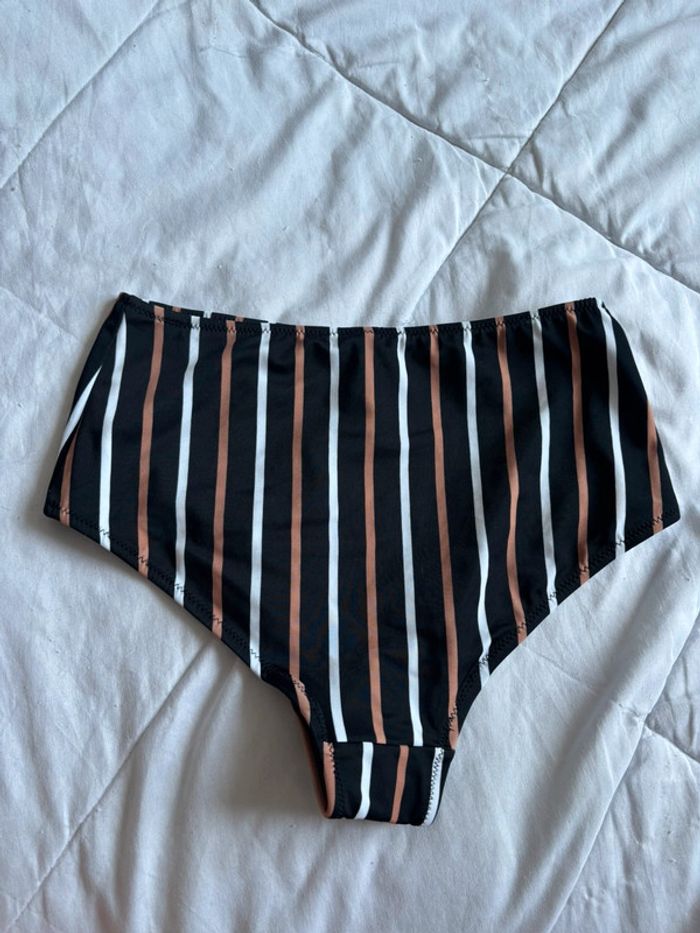 Ensemble maillot de bain bikini motif rayé feuillage multicolore Penti taille XS/34 neuf - photo numéro 11