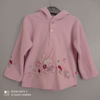 Sweat rose polaire lapin 2ans