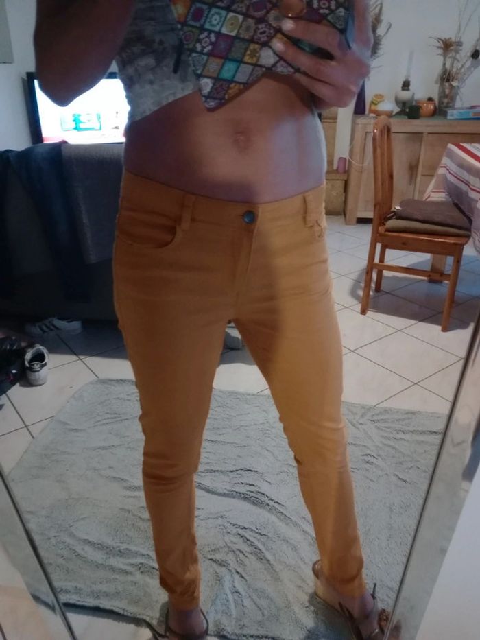 Pantalon femme slim 36 moutarde c8 - photo numéro 5