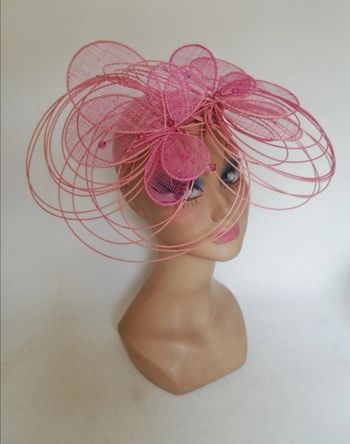 Chapeau mariage baptême cérémonie serre-tête sisal rose 