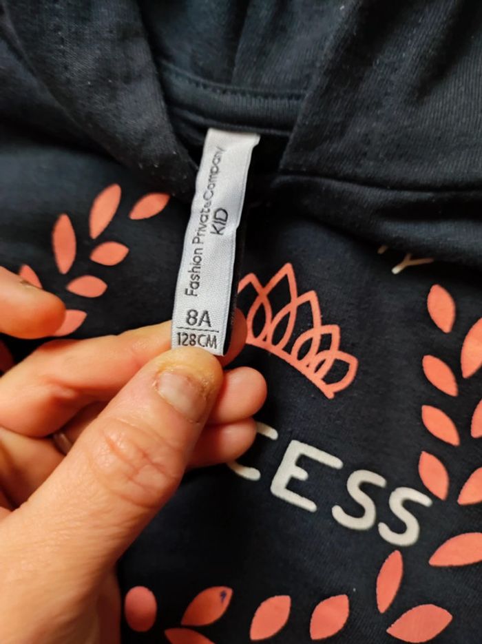 Sweat bleu et rose à capuche fille 8 ans - photo numéro 5