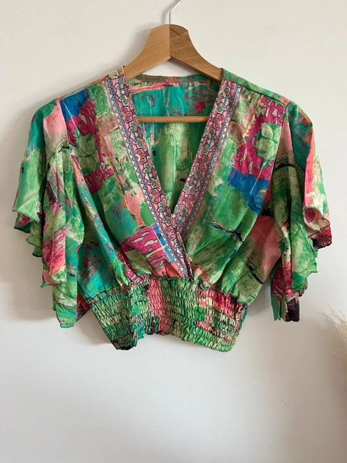 Ensemble d’été jupe + crop top vert - photo numéro 2