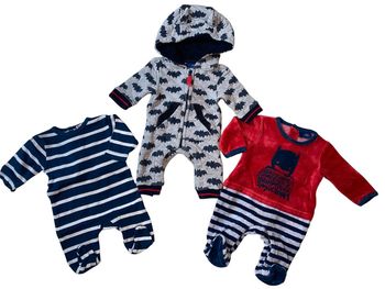 Lot de 2 pyjamas et 1 combinaison naissance