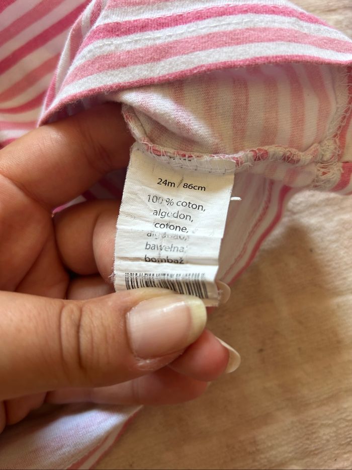 T-shirt manches longues rose blanc marinière Lee Cooper 24 mois - photo numéro 5