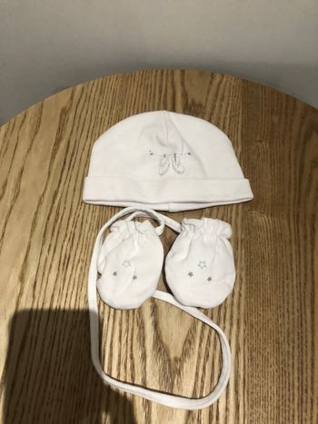 Ensemble bonnet + moufles  mixte