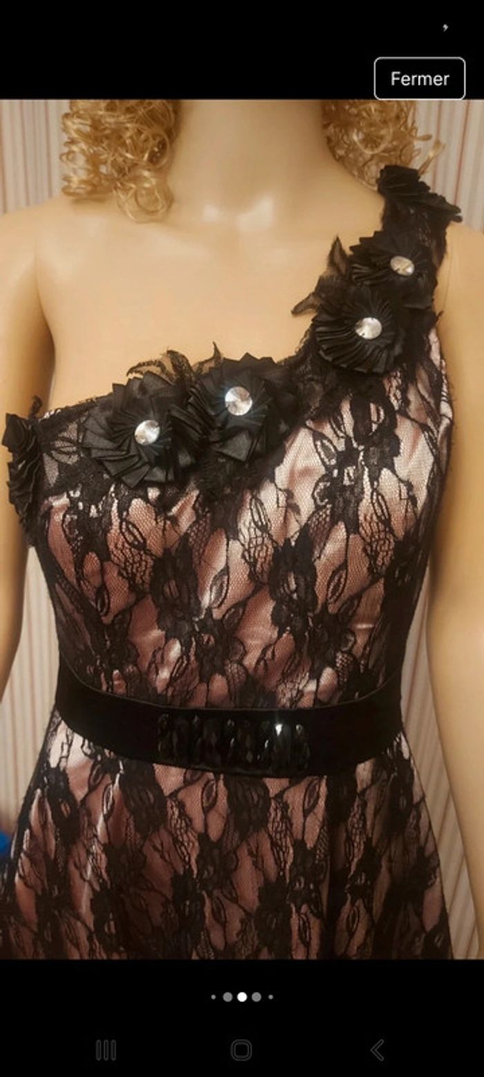 Robe de soirée Maner  L rose/dentelles noires - photo numéro 7