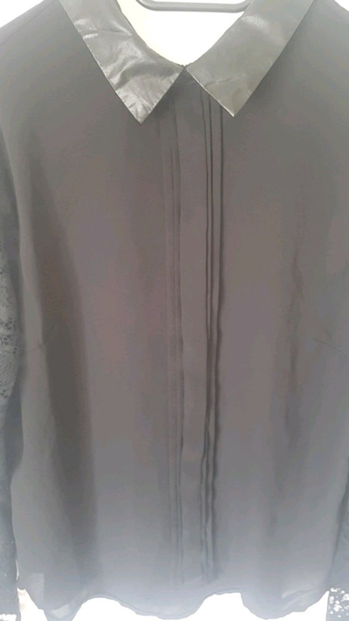 Blouse dentelle et simili cuir - photo numéro 4