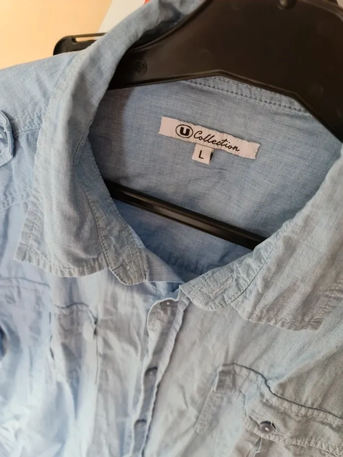 Chemise couleur jeans manche courte taille L - photo numéro 3